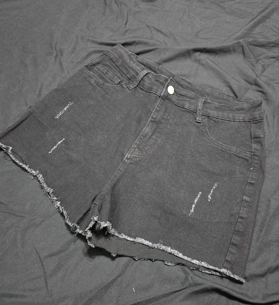 Black Denim Shorts, Medium